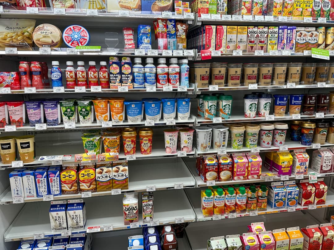 Drink selection at a convenience store in Shikoku, Japan.