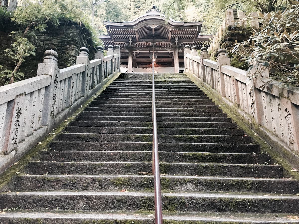 steps leading to a temple main hall in Shikoku