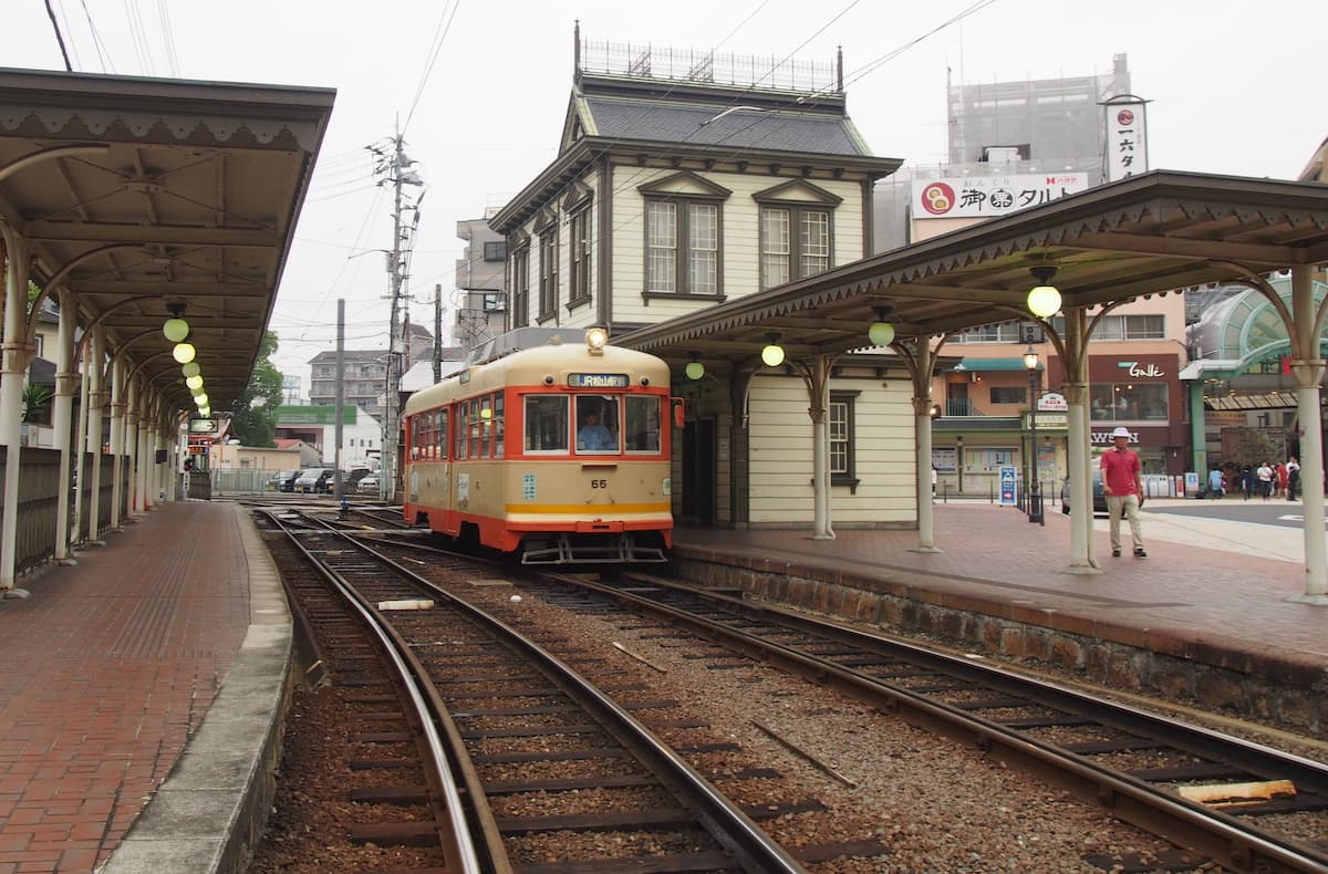 Tram station in Takamatsu City, Shikoku